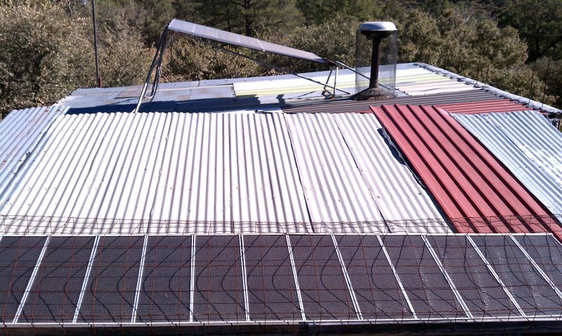 chimney and solar panels