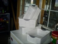Plastic baskets for freezer-fridge conversion