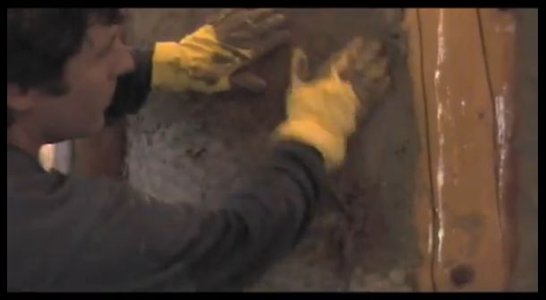 Plastering the straw bale walls