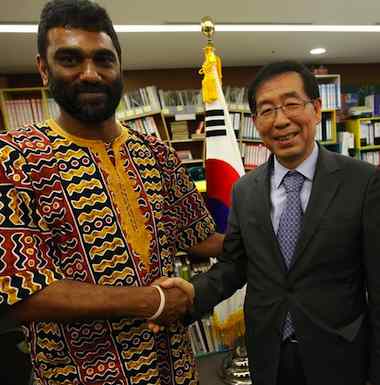Greenpeace International Executive Director Kumi Naidoo in Seoul, part of his extensive international travel program