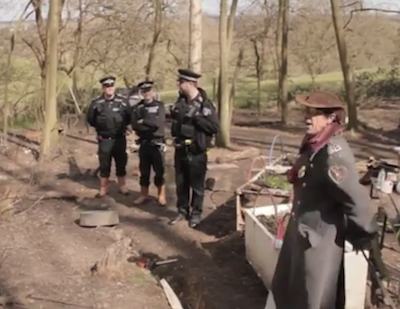 Police carrying Tasers arrived at Eco-village last week as evicition notice was being served on residents