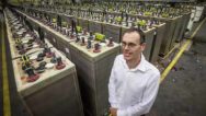 Collins stnading next to his lead acid batteries