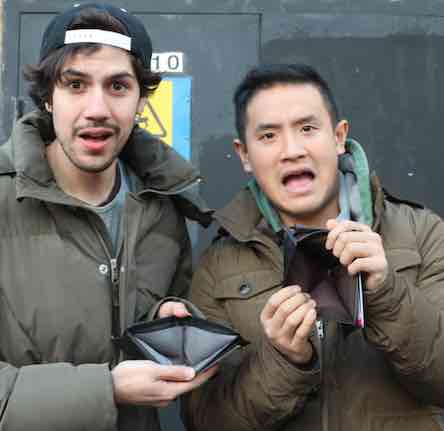 Ben and Danny with empty wallets